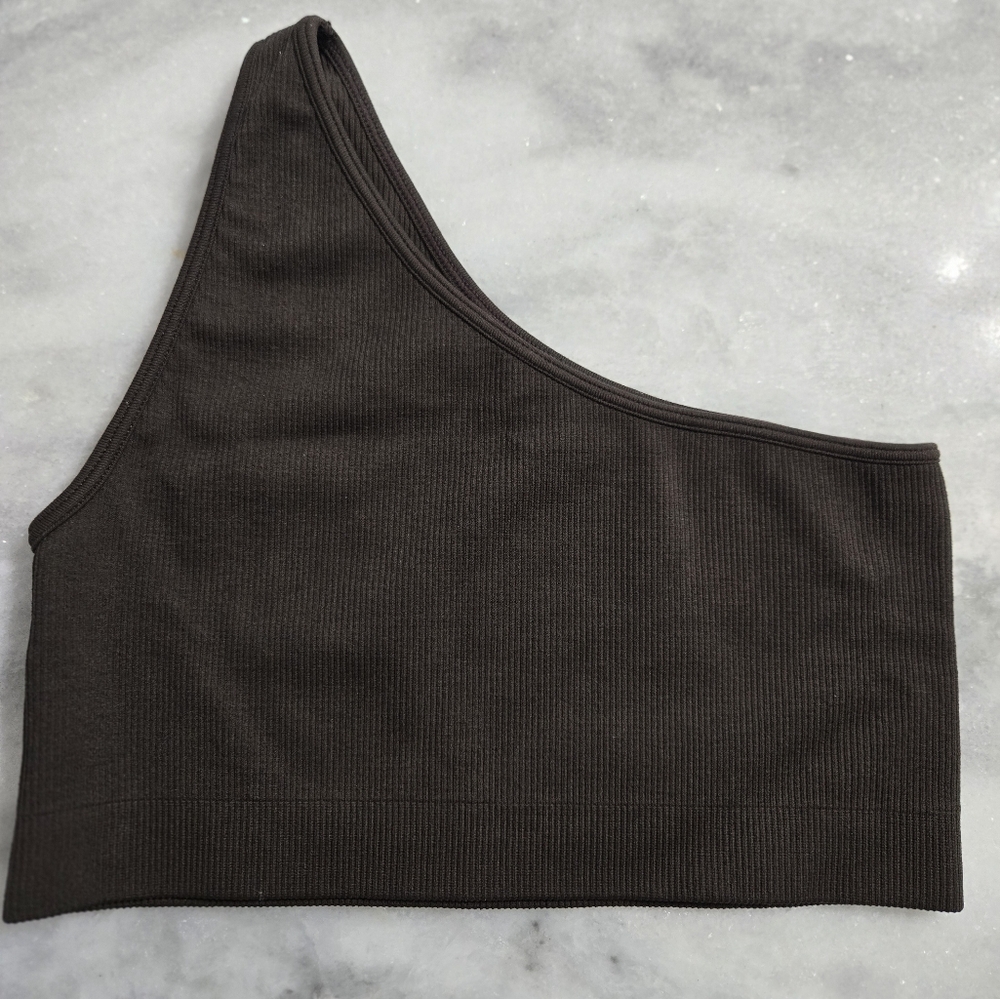 Set Active Ribbed Sports Bra Brown Small - Picture 4 of 5